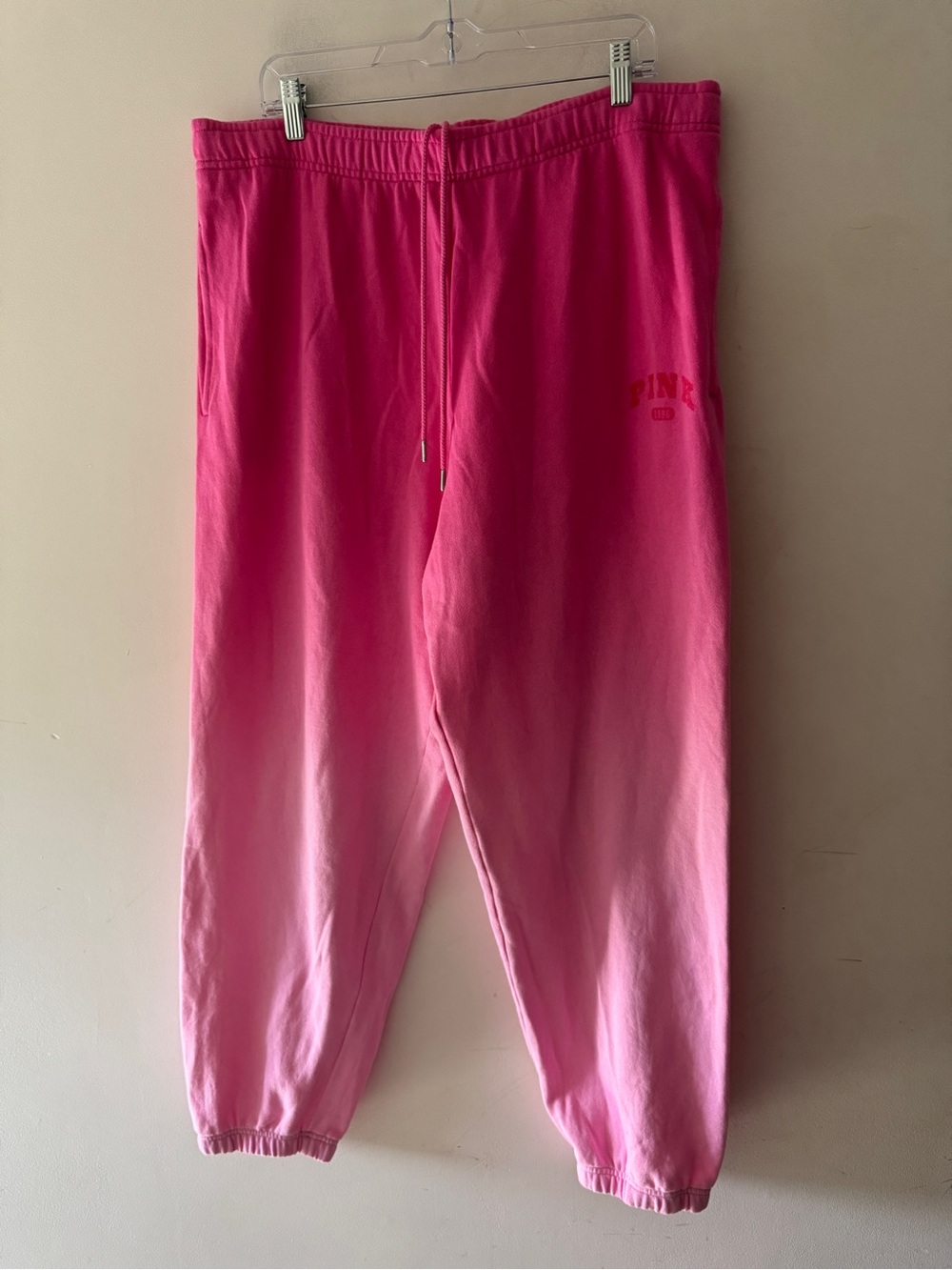 Victorias Secret Pink Ombre Dip Dye Campus  Fleece Jogger Sweatpants Pink Lollip